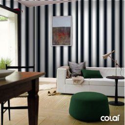 Papel De Parede Lavável Listrado Branco E Preto 18m - 4