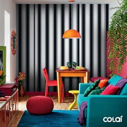 Papel De Parede Lavável Listrado Branco E Preto 18m - 5