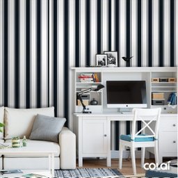 Papel De Parede Lavável Listrado Branco E Preto 18m - 2