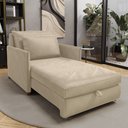 Ver imagem 7 de Poltrona Retrátil Cama Solteiro 2 em 1 Zia Confortável e Funcional Veludo Bege - Desk Design
