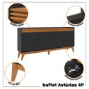 Ver mais imagens de Buffet Aparador Ripado 4 Portas com Pés de Mdf Astúrias 180cm