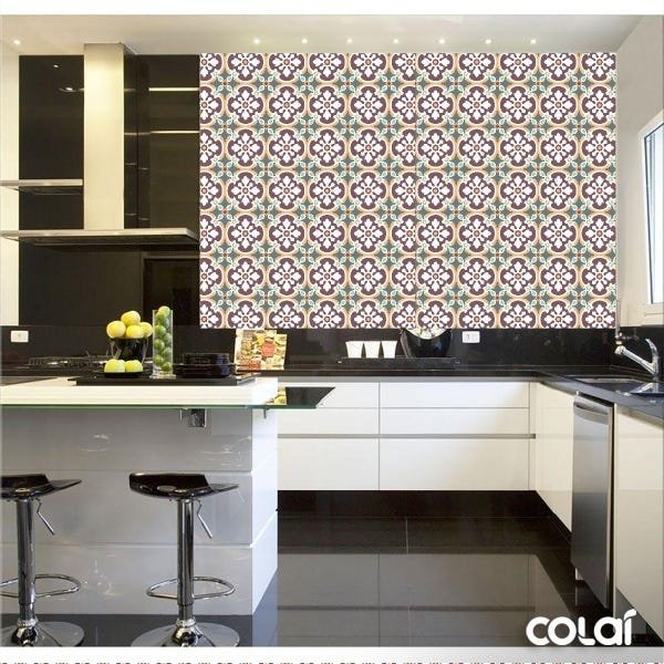 Papel de Parede Lavável Vidrado Português Fundo Verde 9m - 2
