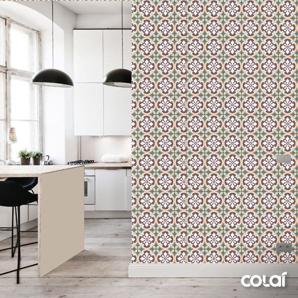 Papel de Parede Lavável Vidrado Português Fundo Verde 9m - 3