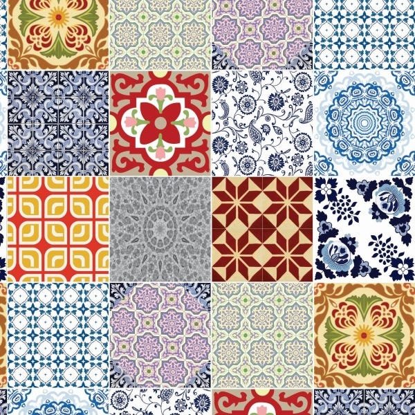 Papel de Parede Adesivo Lavável Vidrado Português 9m - 1