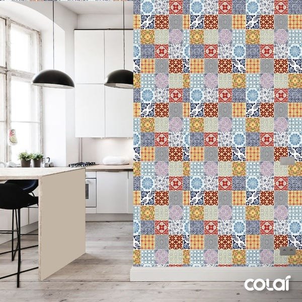 Papel de Parede Adesivo Lavável Vidrado Português 9m - 3