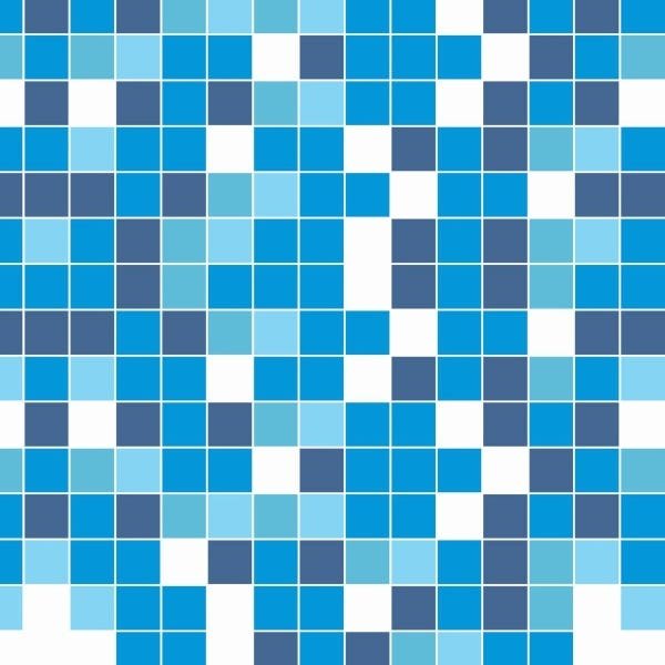 Papel de Parede Lavável Pastilhas Azuis e Brancas 6m - 1