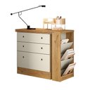 Ver imagem 1 de Cômoda com Mesa Gamer Freijo Qmovi MDF Sistema Giratório Off White