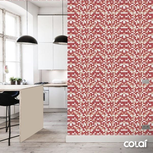 Papel de Parede Lavável Pastilhas Vermelhas e Rosês 18m - 3