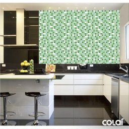 Papel de Parede Adesivo Lavável Pastilhas Verdes 18m - 2