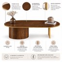 Ver imagem 6 de Mesa de Centro Oval Aurora 137 cm Imbuia Mel/Gold