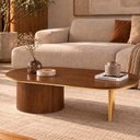 Ver imagem 1 de Mesa de Centro Oval Aurora 137 cm Imbuia Mel/Gold