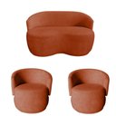 Ver imagem 2 de Kit Namoradeira + 2 Poltronas Decorativa Beatriz Orgânica Veludo Terracota