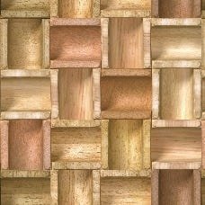 Papel de Parede Adesivo Lavável Mosáico 3D de Madeiras 15m - 1