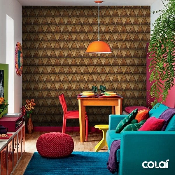 Papel de Parede Adesivo Lavável Triângulos de Sucupira 15m - 4