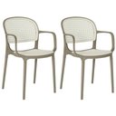 Ver imagem 1 de Kit 2 Cadeiras de Jantar Roma Prática com Braços para Sala e Cozinha - Branco/cinza Escuro