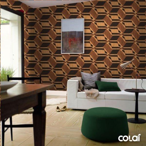 Papel de Parede Adesivo Lavável Madeira 3D 15m - 3