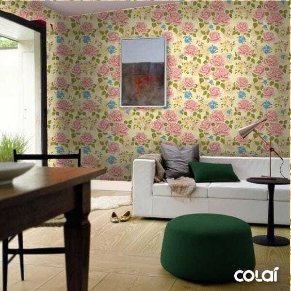 Papel De Parede Adesivo Lavável Floral Rosas E Azuis 12m - 4