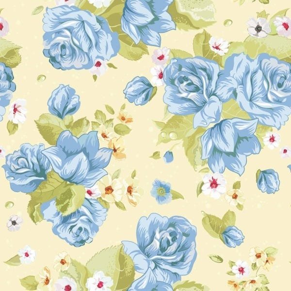 Papel De Parede Adesivo Lavável Rosas Azuis 12m - 1