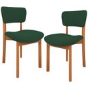 Ver imagem 2 de Kit 02 Cadeiras para Sala de Jantar Cozinha Living Estofada Dara L02 Suede Verde Musgo - Lyam Decor