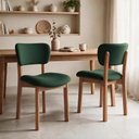Ver imagem 1 de Kit 02 Cadeiras para Sala de Jantar Cozinha Living Estofada Dara L02 Suede Verde Musgo - Lyam Decor
