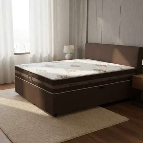 Cama Box Baú com Colchão de Molas Anjos Classic Pocket Solteiro King 96cm