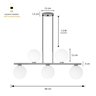 Luminária Lustre Pendente Jabuticaba 5 Globos Vidro Dourado - 5