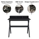 Ver imagem 4 de Mesa Escrivaninha Escritorio 3 Nichos 90 cm Preto Artany