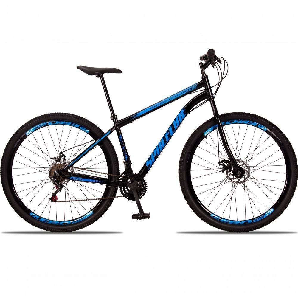 Bicicleta 29 Spaceline Vênus Aço 21 Marchas Freio a Disco Preto+