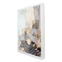 Ver imagem 1 de Quadro Decorativo Caixa Alta com Vidro Abstrato Mármore Gray TaColado Moldura Branca 90 x 60cm