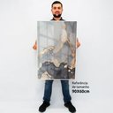 Ver imagem 2 de Quadro Decorativo Caixa Alta com Vidro Abstrato Mármore Gray TaColado Moldura Branca 90 x 60cm