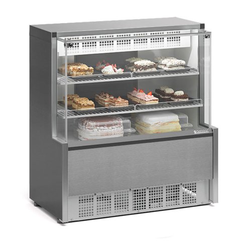 Vitrine Refrigerada Confeitaria Dupla Função GPEA-110R TI Tipo Inox Linha Aurora Vidro Reto