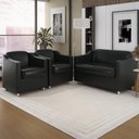 Ver imagem 2 de Kit 02 Poltronas Decorativas + Namoradeira Tilla 2 Lugares Cor:preto