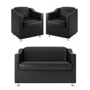 Ver imagem 1 de Kit 02 Poltronas Decorativas + Namoradeira Tilla 2 Lugares Cor:preto