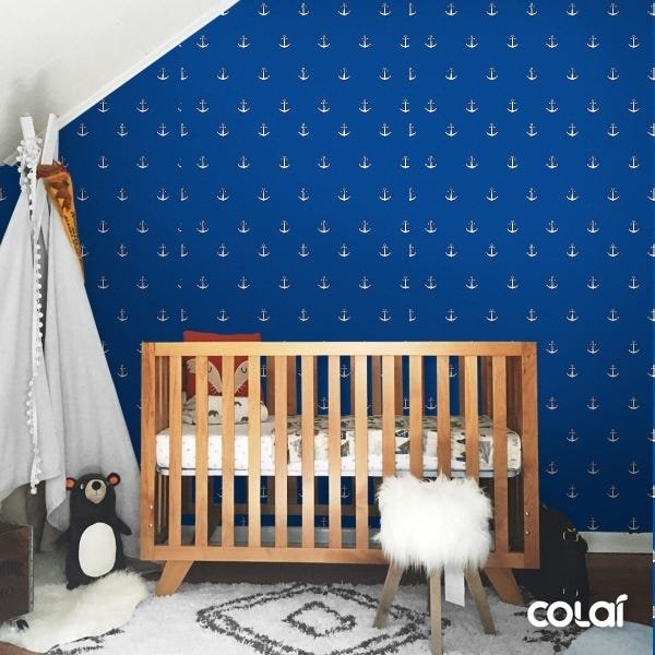 Papel de Parede Adesivo Lavável Âncora Azul Escuro 12m - 3