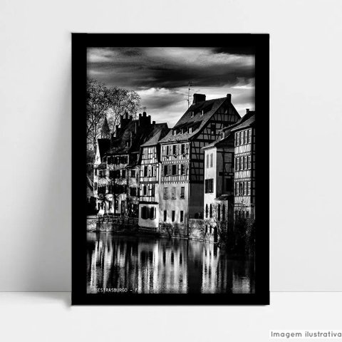 Quadro Decorativo Monumento Cidade Lile França em Moldura Caixa Tacolado Moldura Caixa 3cm Madeira C
