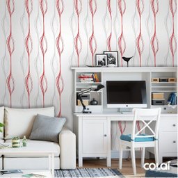 Papel De Parede Lavável Abstrato Vermelho E Cinza 6m - 2