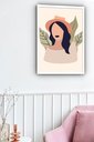 Ver imagem 1 de Quadro Decorativo Abstrato Mulher Folhas - 70x50cm:moldura Branca