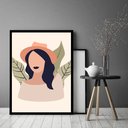 Ver imagem 2 de Quadro Decorativo Abstrato Mulher Folhas - 70x50cm:moldura Branca