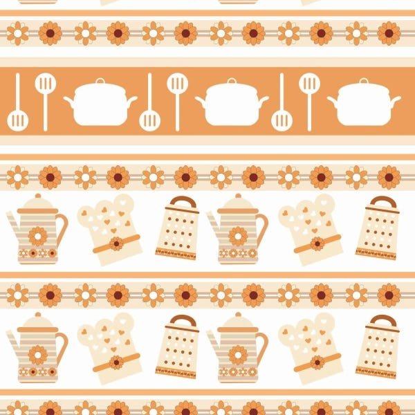 Papel De Parede Adesivo Lavável Cozinha Da Vovó 6m - 1