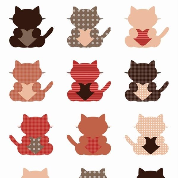 Papel De Parede Adesivo Lavável Silhueta De Gatos 6m - 1