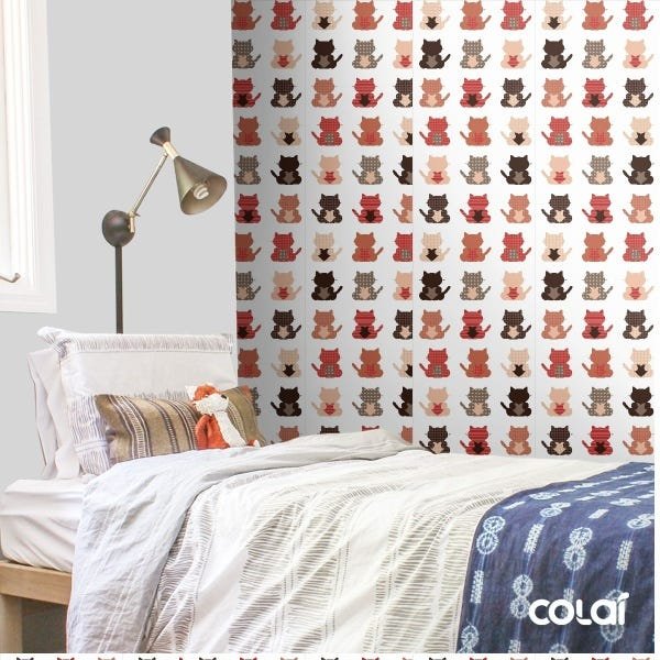 Papel De Parede Adesivo Lavável Silhueta De Gatos 6m - 3