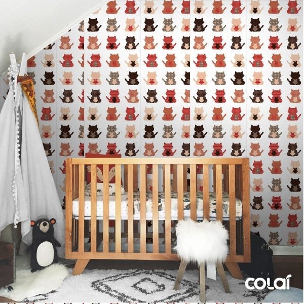 Papel De Parede Adesivo Lavável Silhueta De Gatos 6m - 6