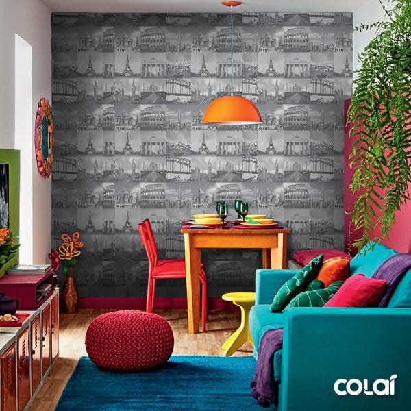 Papel De Parede Adesivo Lavável Maravilhas Do Mundo 6m - 5