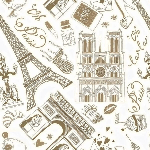 Papel De Parede Adesivo Lavável Paris Vintage 6m - 1
