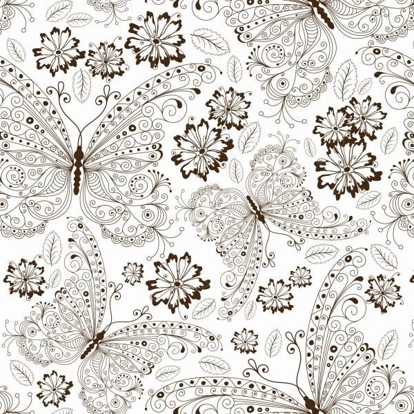 Papel De Parede Adesivo Lavável Borboletas Retrô 9m - 1