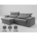 Ver imagem 3 de Sofá Retrátil e Reclinável com Molas Ensacadas e Carregador Usb Colosso 2,10m Veludocristal Cinza