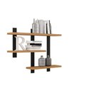 Ver imagem 2 de Prateleira Decorativa Multifuncional Estilo Industrial F35 Freijó/Preto Fosco - Pradel