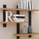 Ver imagem 3 de Prateleira Decorativa Multifuncional Estilo Industrial F35 Freijó/Preto Fosco - Pradel