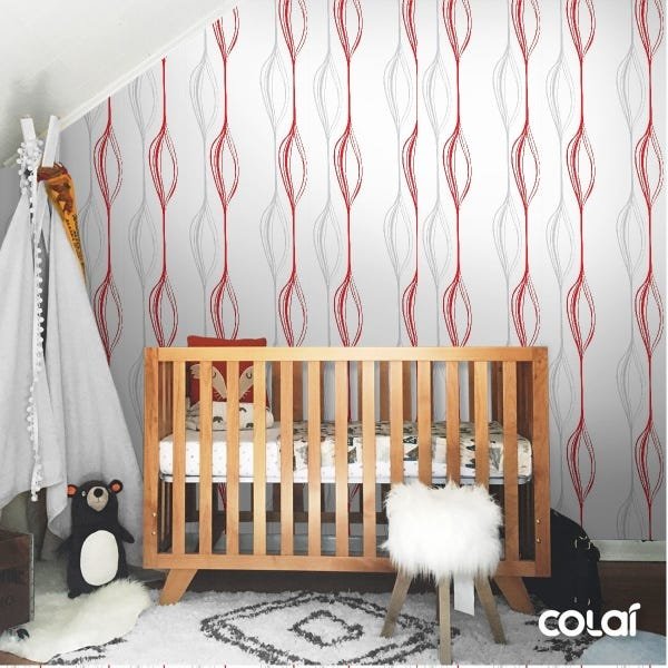 Papel De Parede Lavável Abstrato Vermelho E Cinza 9m - 6