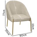 Ver imagem 4 de Banqueta Poltrona Lua Pé Metal Bouclê Ideal para Sala Penteadeira ou Salão:bege